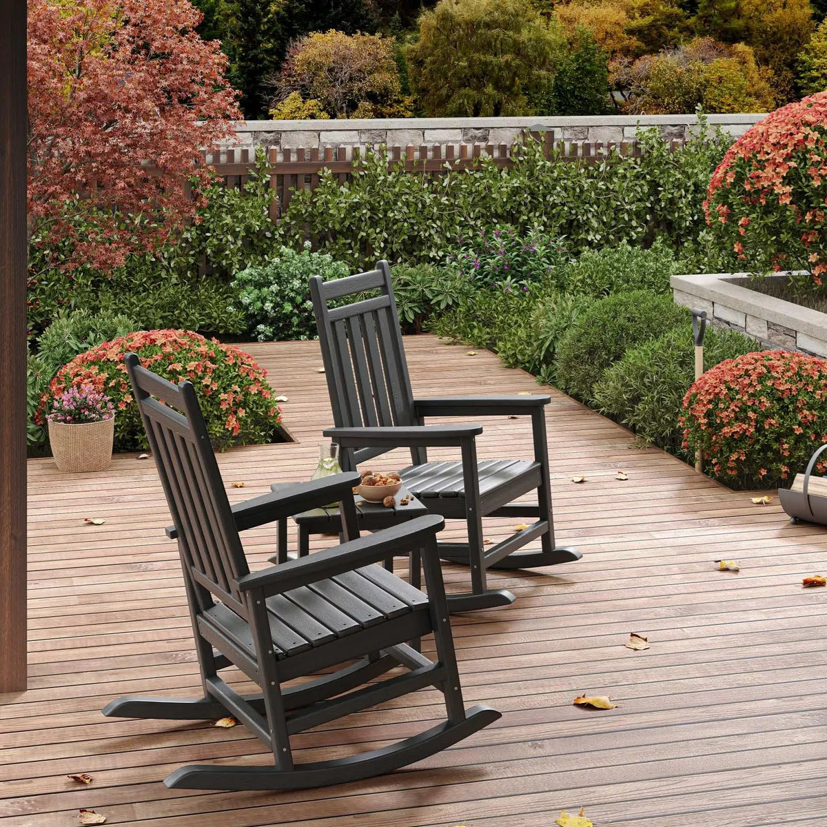 HDPE Outdoor Rocking Chairs Set of 2 With Side Table