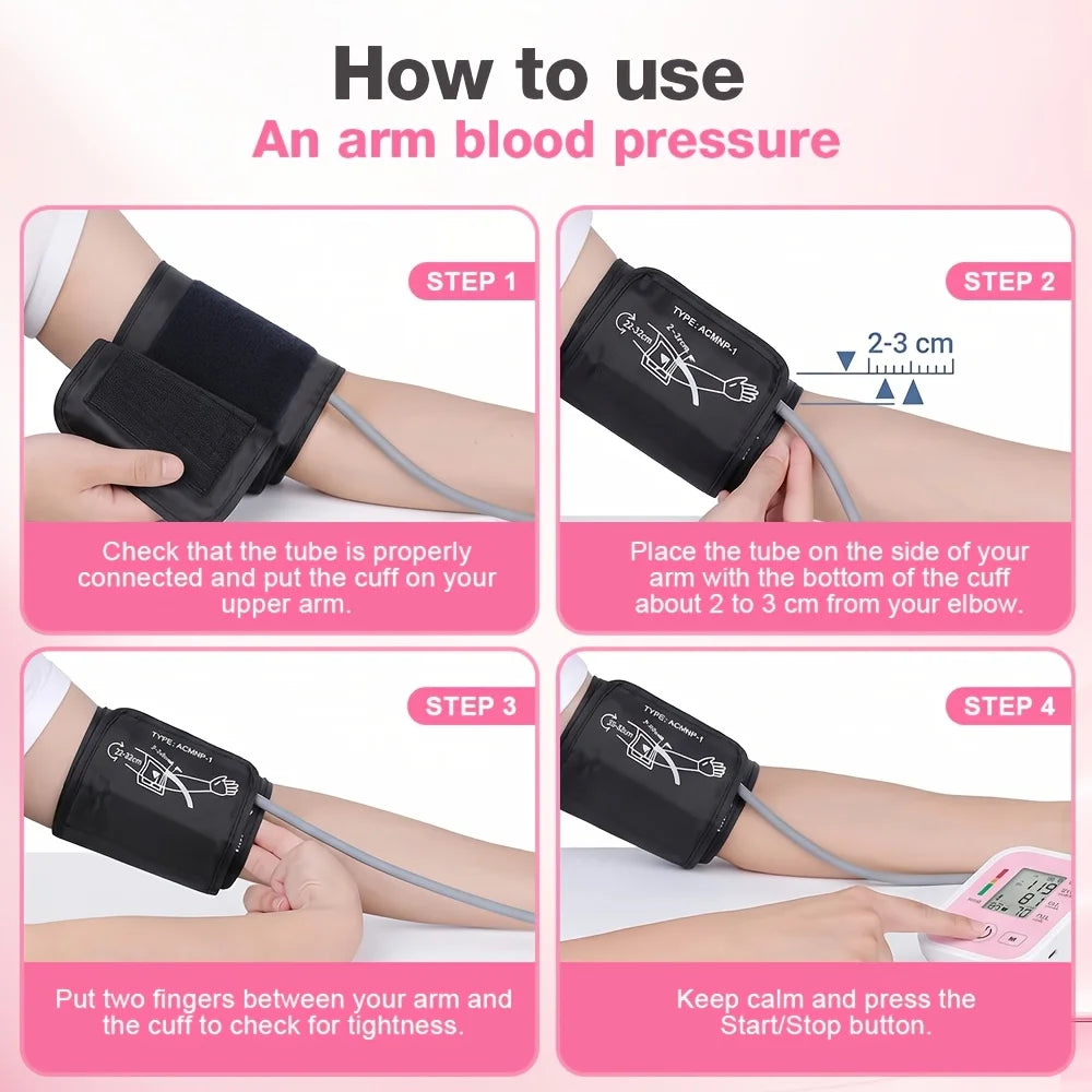Automatic Digital Blood Pressure Monitor With Heart Rate Pulse and Large Lcd Display