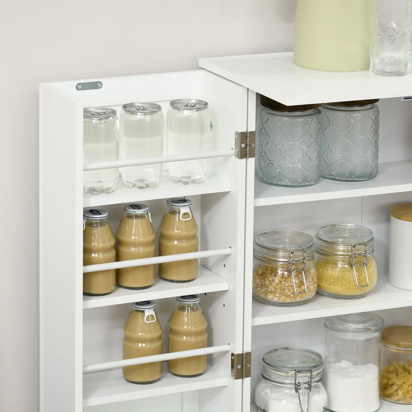 Modern Freestanding Kitchen Pantry Cabinet With Adjustable Shelves