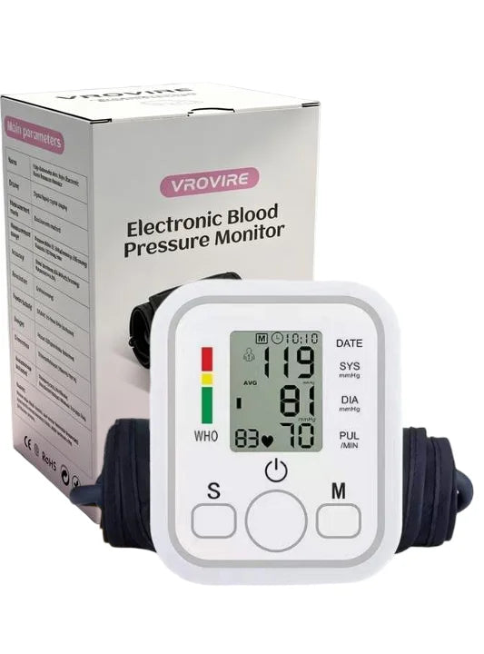 Automatic Digital Blood Pressure Monitor With Heart Rate Pulse and Large Lcd Display