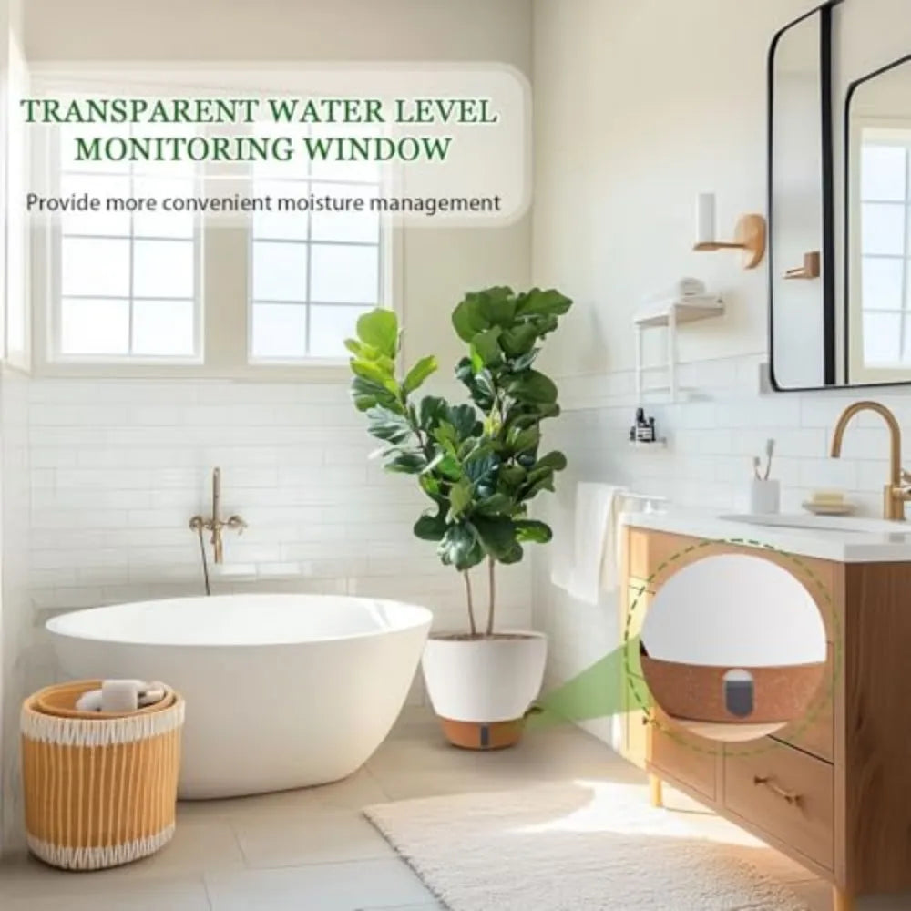 Self Watering Porcelain Plant Pots with Water Level Indicator