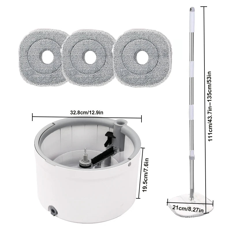 Round Flat Spin Mop Bucket Set With Adjustable Self Wringer