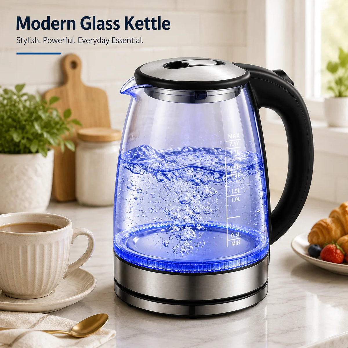 Electric Glass Water Kettle With Fast Boiling And Auto Shut Off