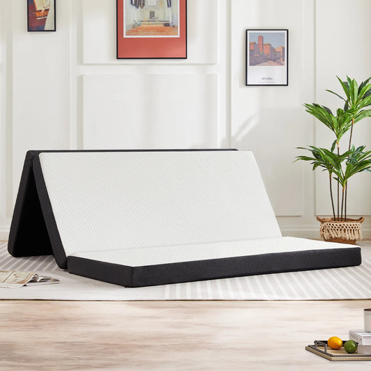 Jhk Tri-Fold Memory Foam Mattress With Washable Cover And Travel Design