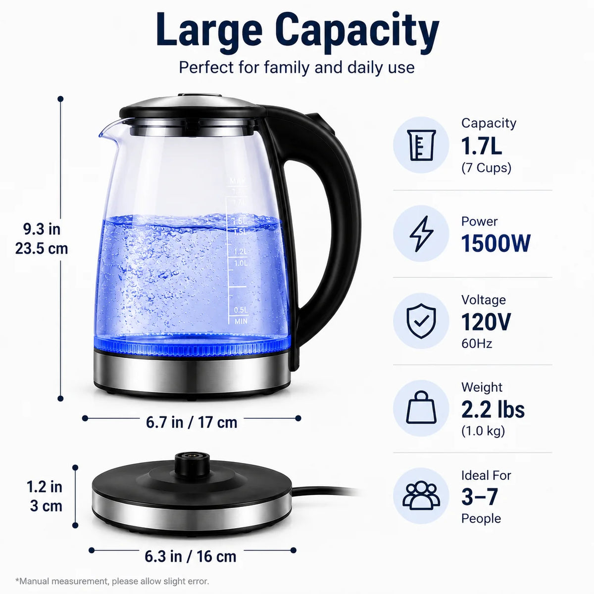 Electric Glass Water Kettle With Fast Boiling And Auto Shut Off