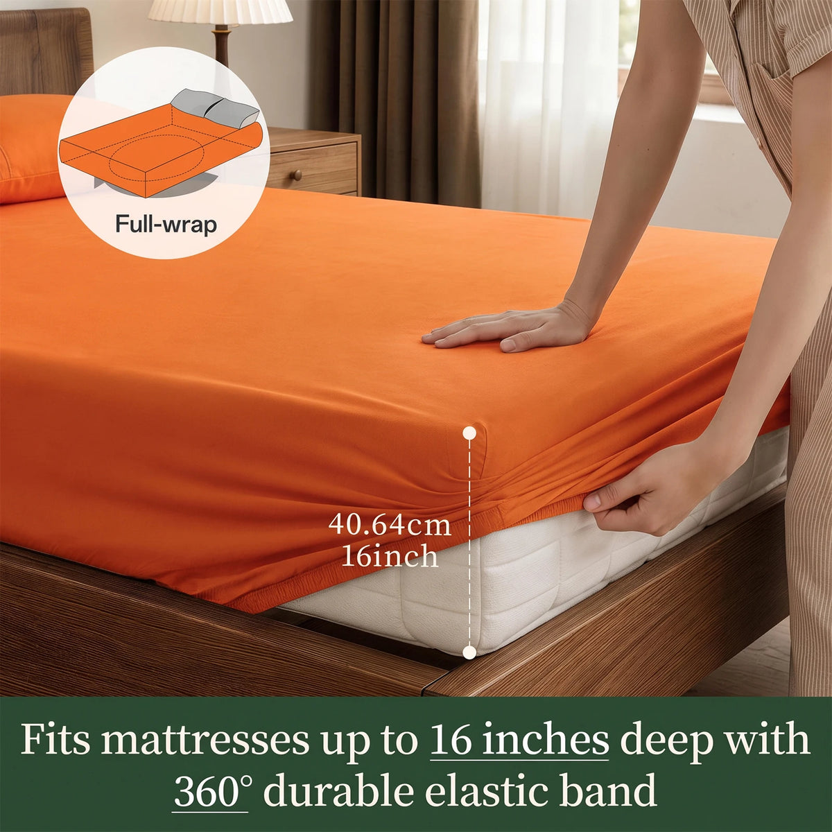 4 Piece Halloween Bedding Set, Orange Ultra Fine Fiber Bed Sheet Set, Skin-Friendly Anti-Pilling, Soft All Season Machine Washable Bed Linens, Holiday Bedroom Decor & Gift
