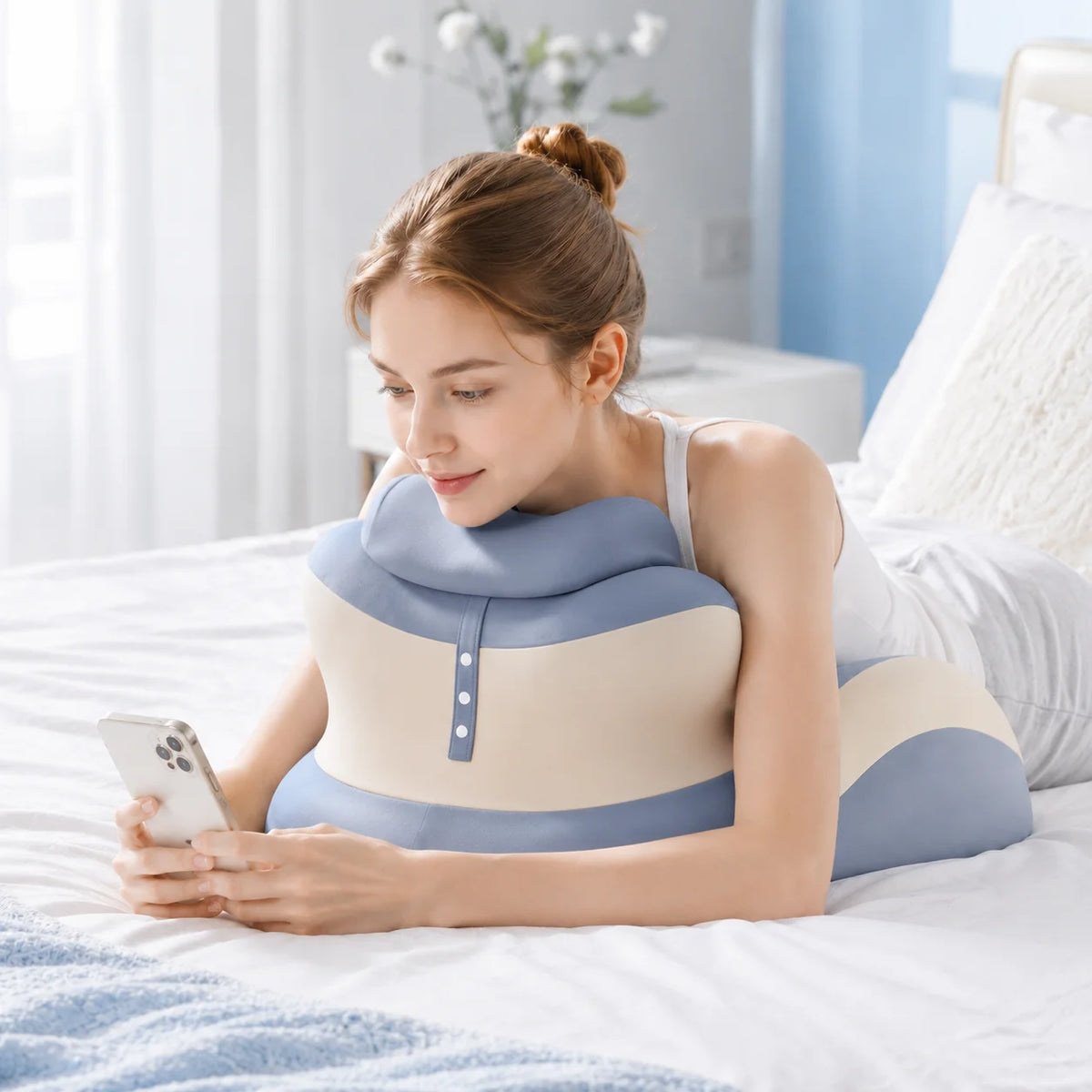 Ergonomic Memory Foam Prone Reading Pillow With Removable Headrest