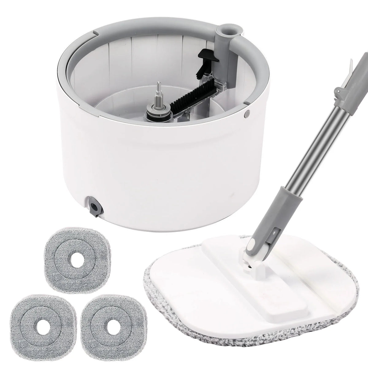 Round Flat Spin Mop Bucket Set With Adjustable Self Wringer