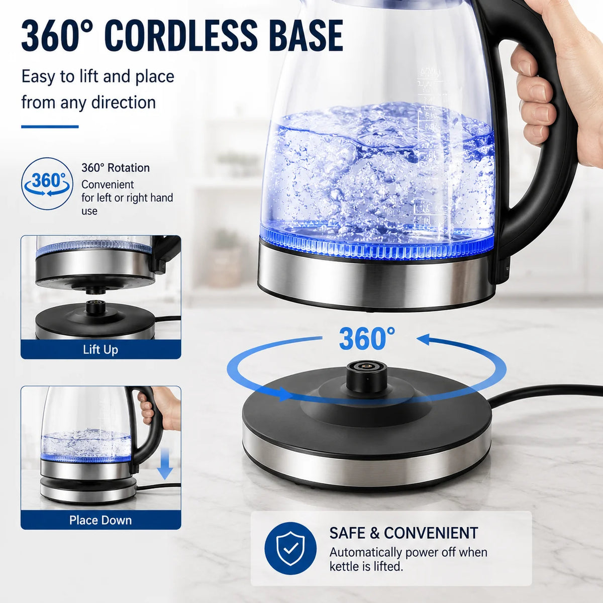 Electric Glass Water Kettle With Fast Boiling And Auto Shut Off