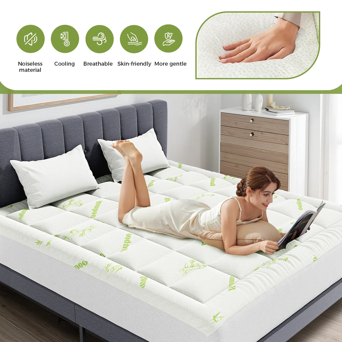 JHK Soft Mattress Topper With Deep Pockets And Breathable Cooling Material