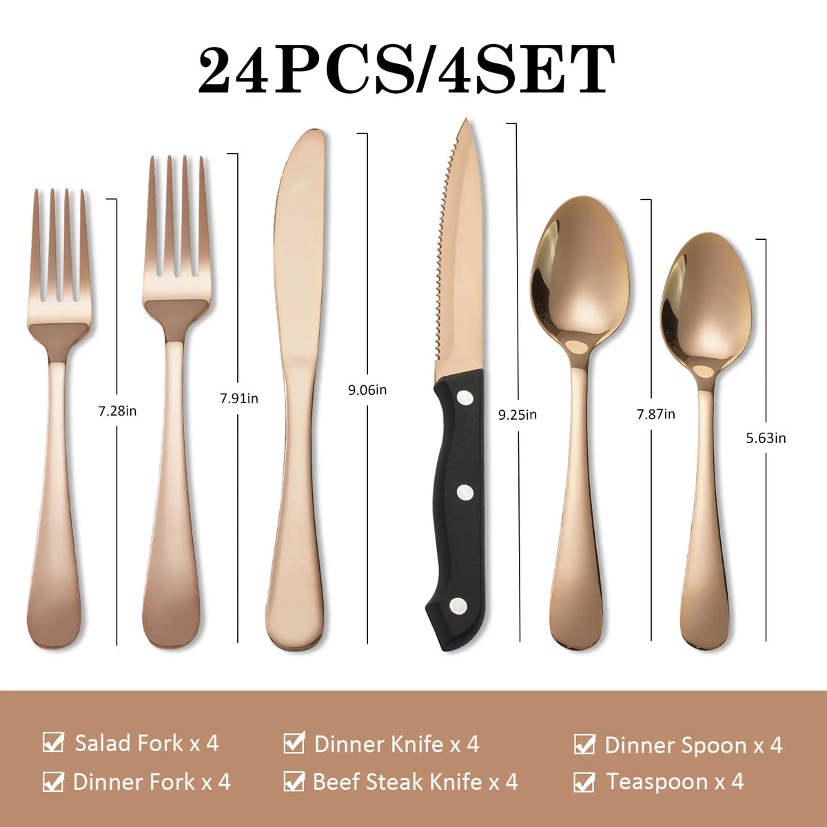 HANSMART Stainless Steel Flatware Set Mirror Polished Dishwasher Safe