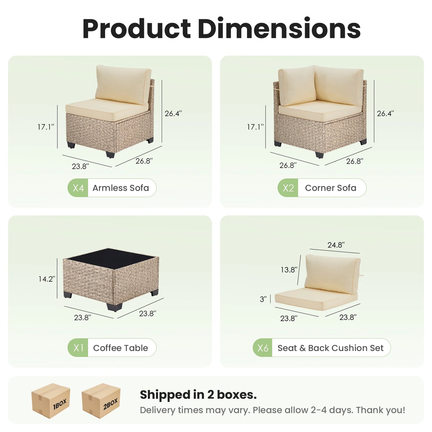 Outdoor All-Weather Patio Rattan Furniture Set With Tempered Glass Table