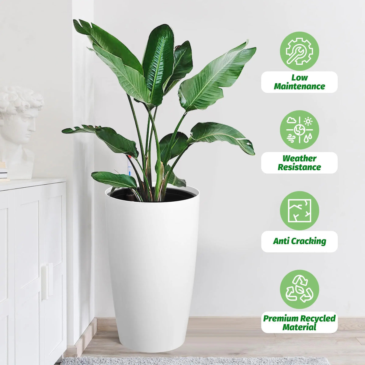 HiMISS Self Watering Planters Set With Water Level Indicator