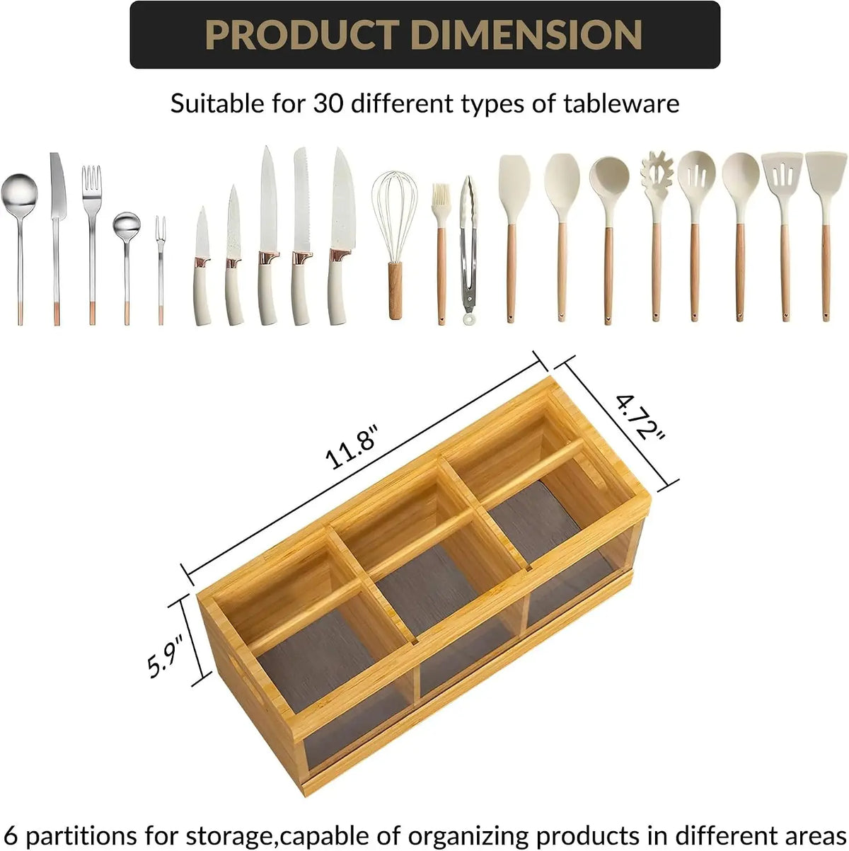Garvee Bamboo Kitchen Utensil Organizer With Drying Mat