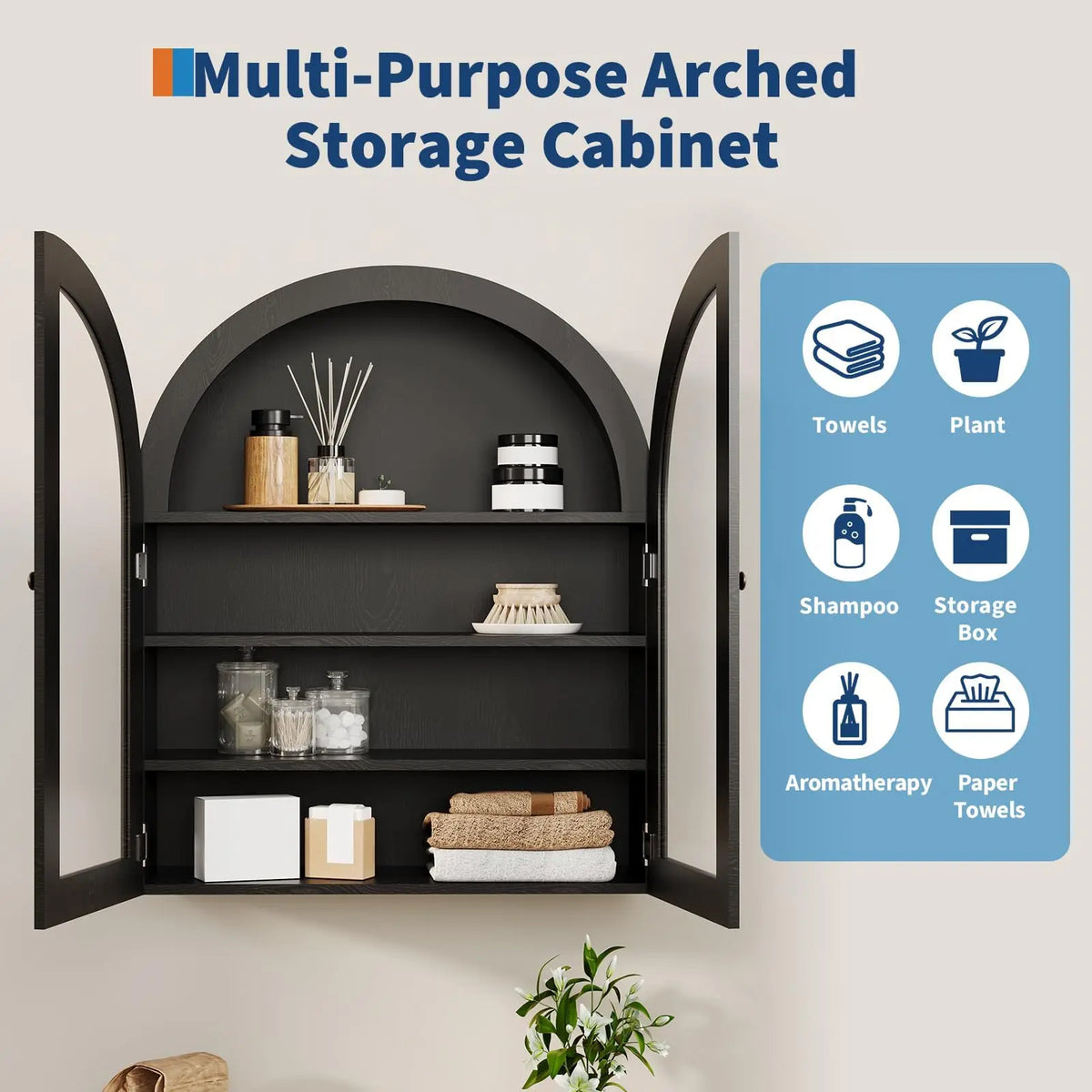 Arched Stainless Steel Wall Cabinet With Doors And Adjustable Shelf
