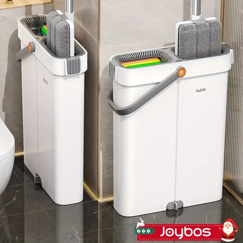 Joybos Ultra Slim Flat Mop Bucket System With Microfiber Pads