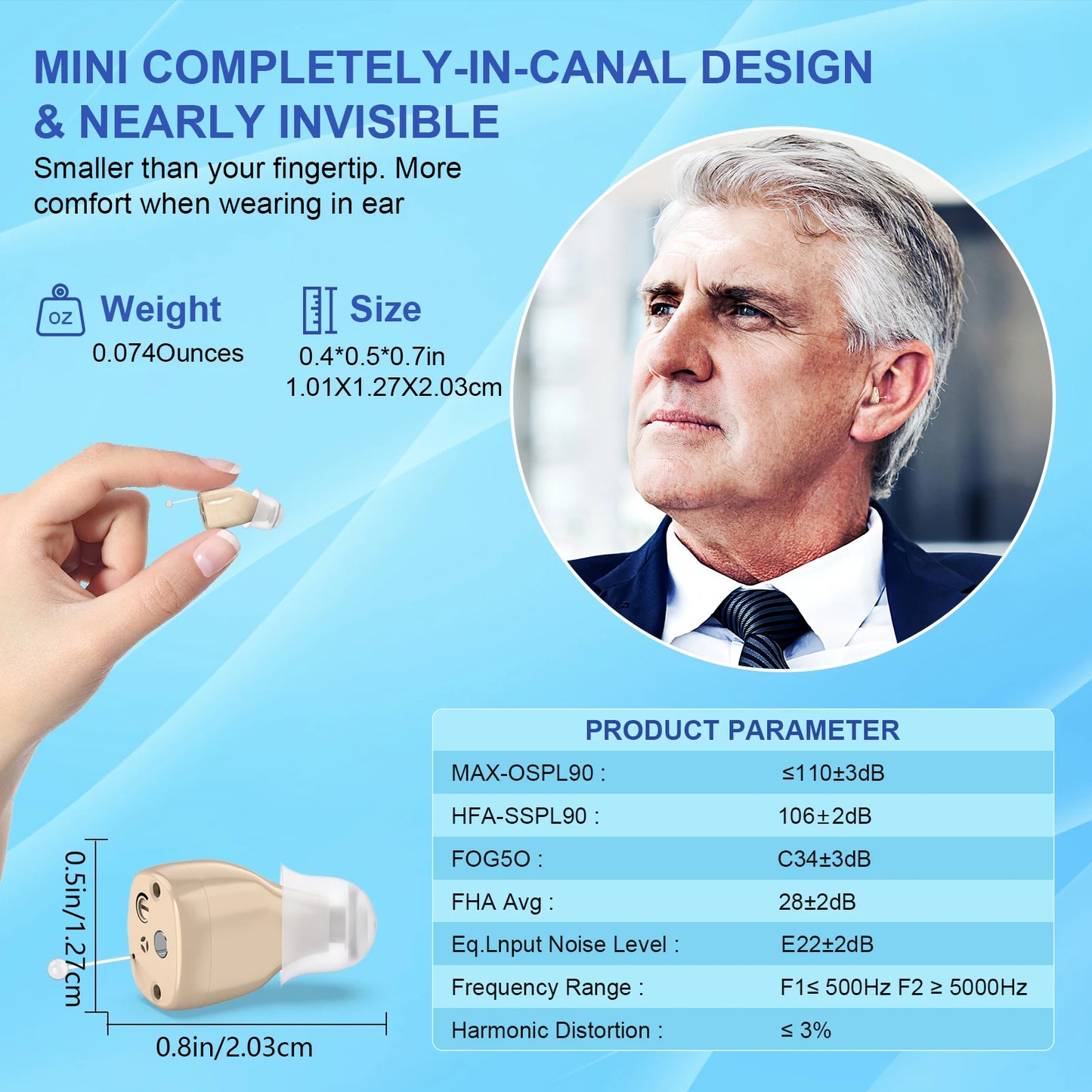 Kfcoptee Mini Rechargeable Invisible In-Ear Hearing Amplifier With Adjustable Volume