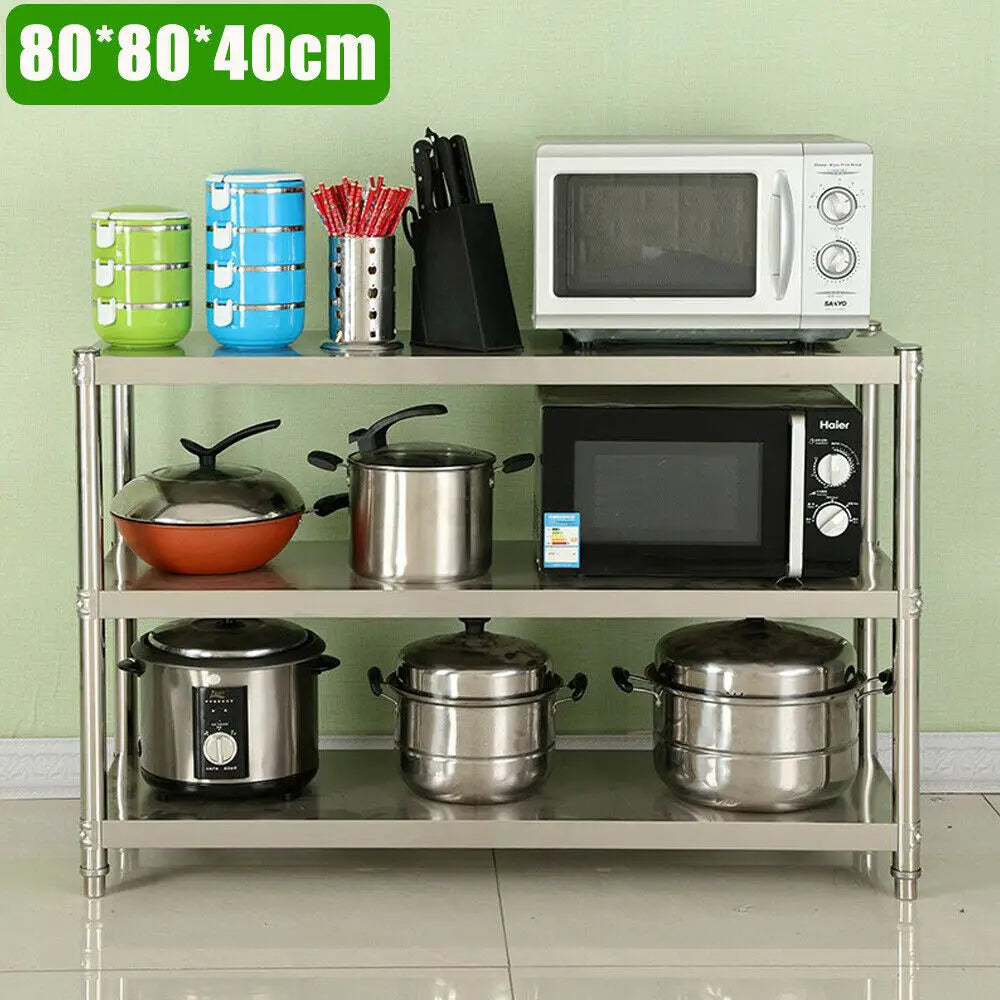 Heavy Duty Stainless Steel Storage Shelving Organizer With Three Tiers