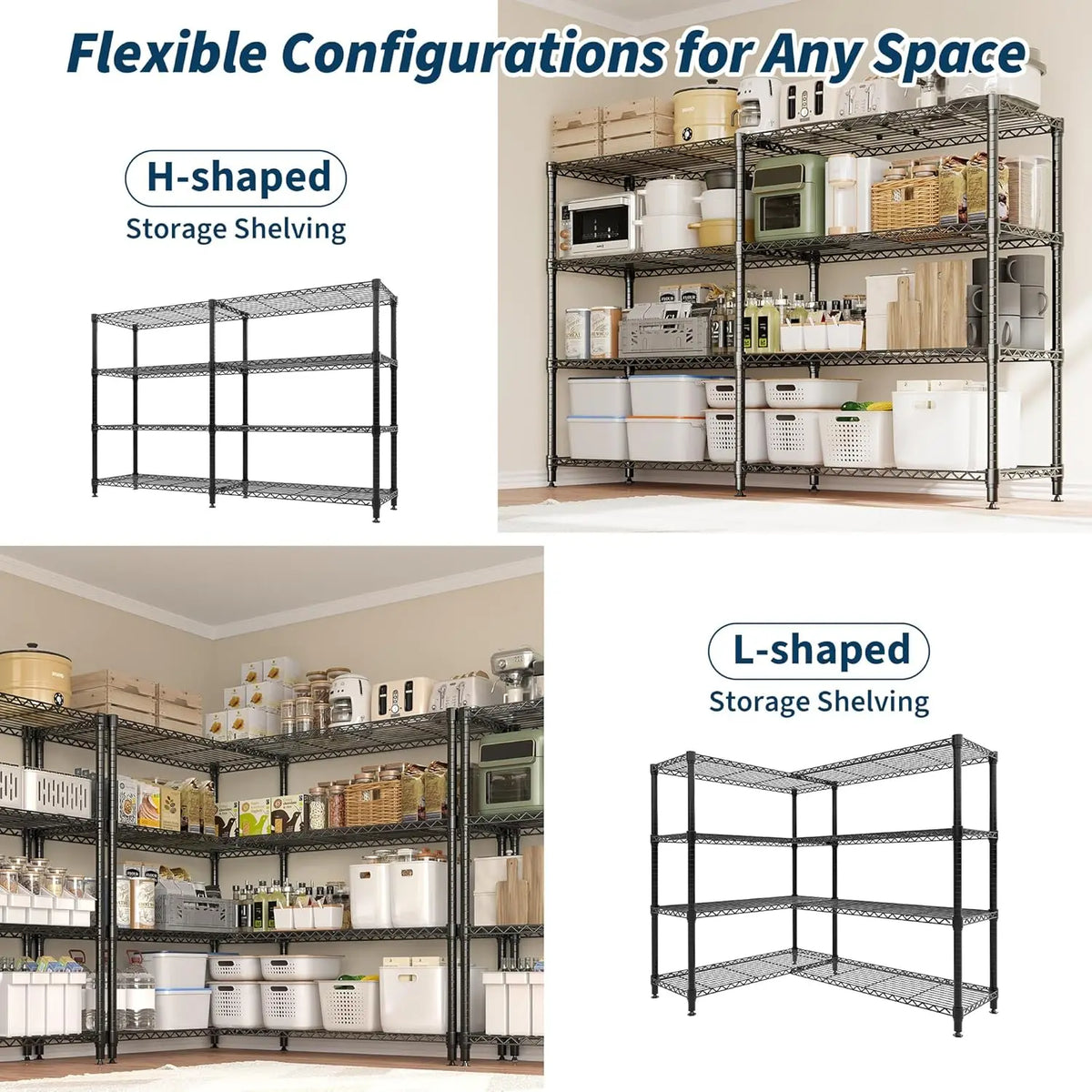 Twister Heavy Duty Adjustable Metal Shelving Unit For Kitchen Garage