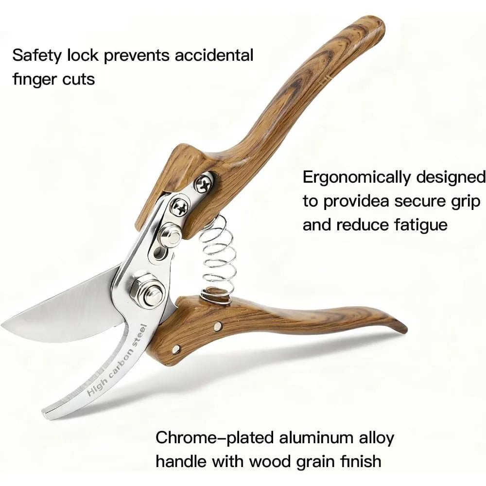 Heavy Duty Garden Pruning Shears With High Carbon Steel Blades