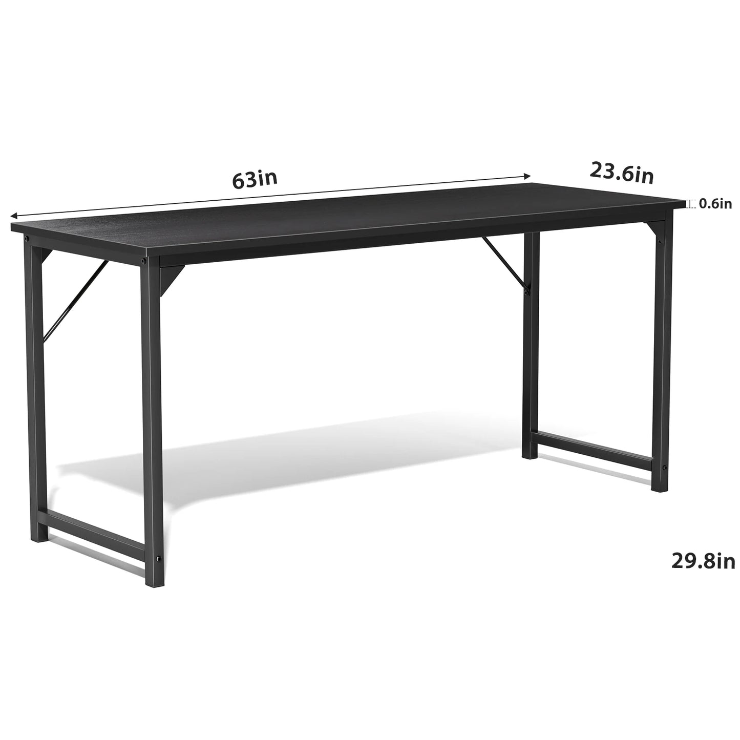 JHK Computer Desk Wood Table With Metal Frame For Office