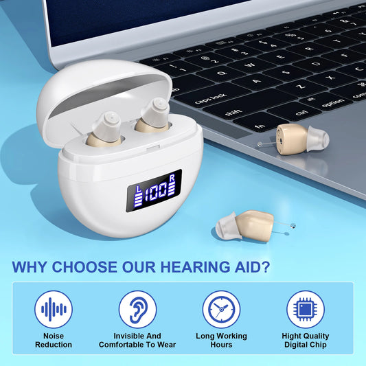 Kfcoptee Mini Rechargeable Invisible In-Ear Hearing Amplifier With Adjustable Volume