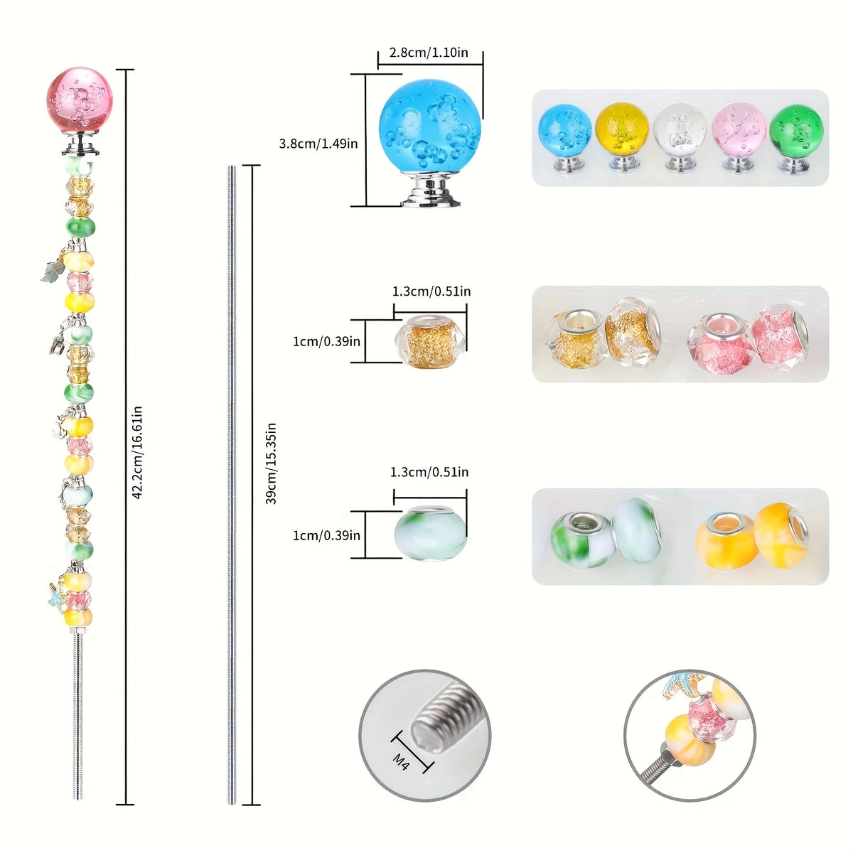 DIY Fairy Garden Magic Wand Plant Stake Bead Decor Kit