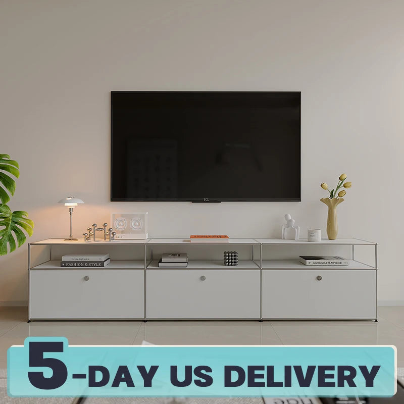 Bigcityfur TV Stand Corner Cabinet Stainless Steel Storage Display