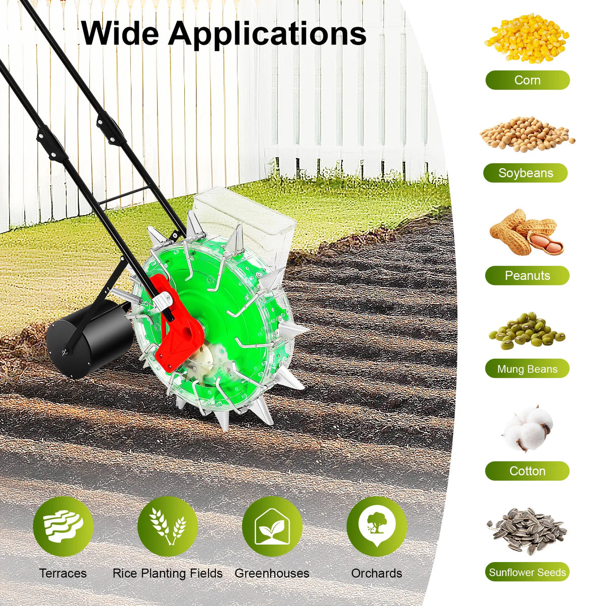 Manual Hand Push Roller Seeder For Garden Fertilizer Seed Planting