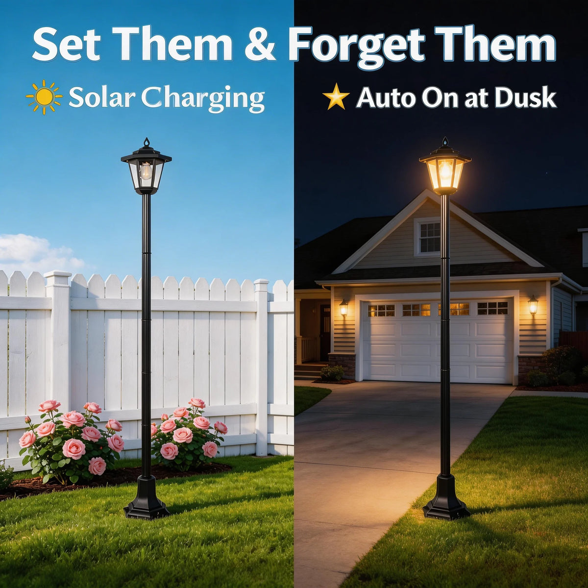Waterproof Solar Post Lights For Outdoor Garden Landscape Lighting
