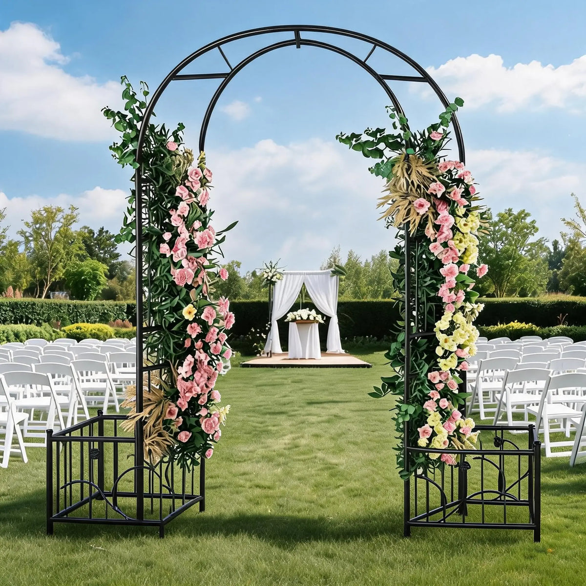 Sturdy Metal Garden Arbor Trellis Arch For Outdoor Plants