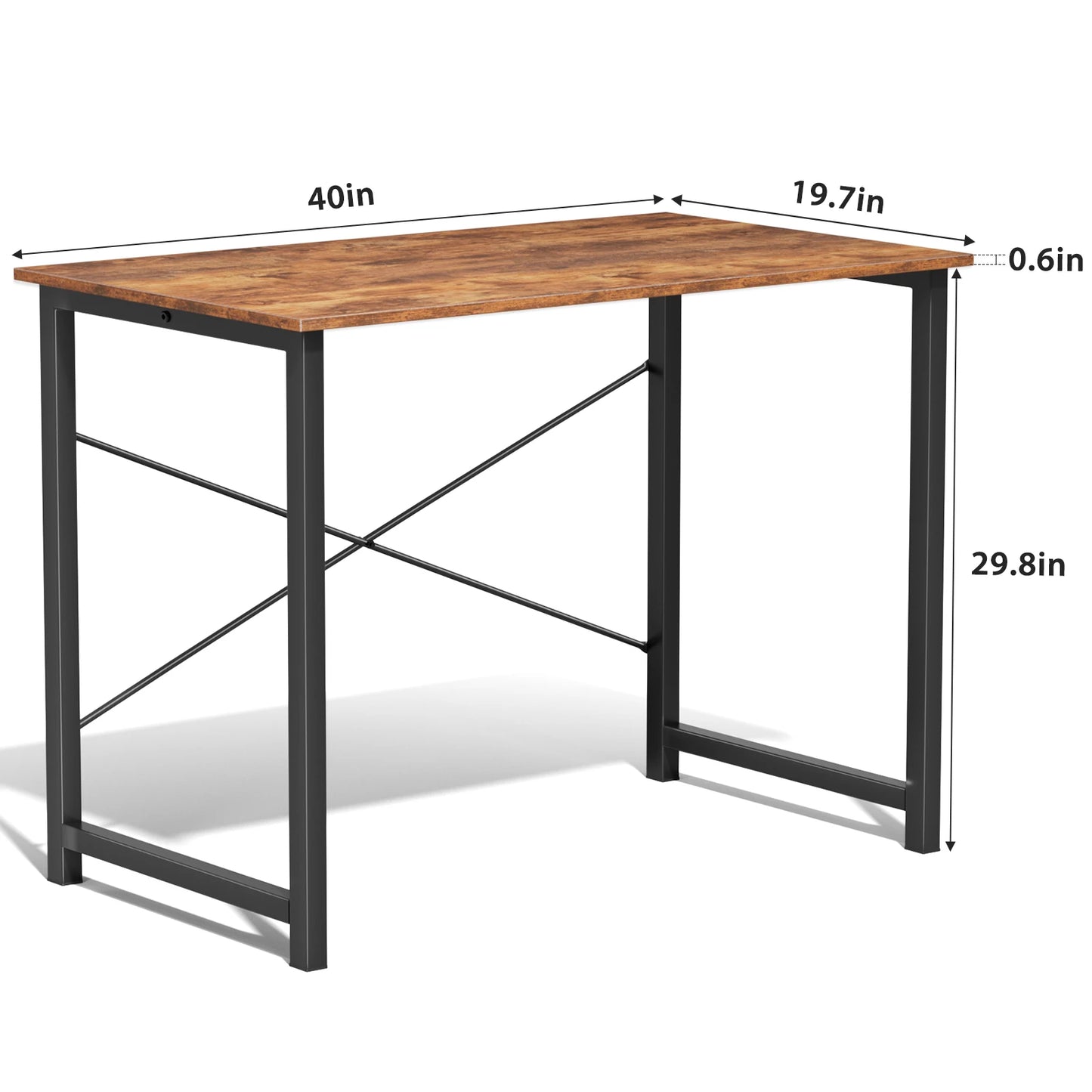 JHK Computer Desk Wood Table With Metal Frame For Office