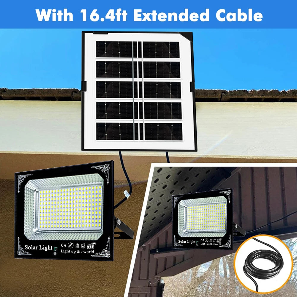 Solar Flood Light With Remote Control For Outdoor Gardens