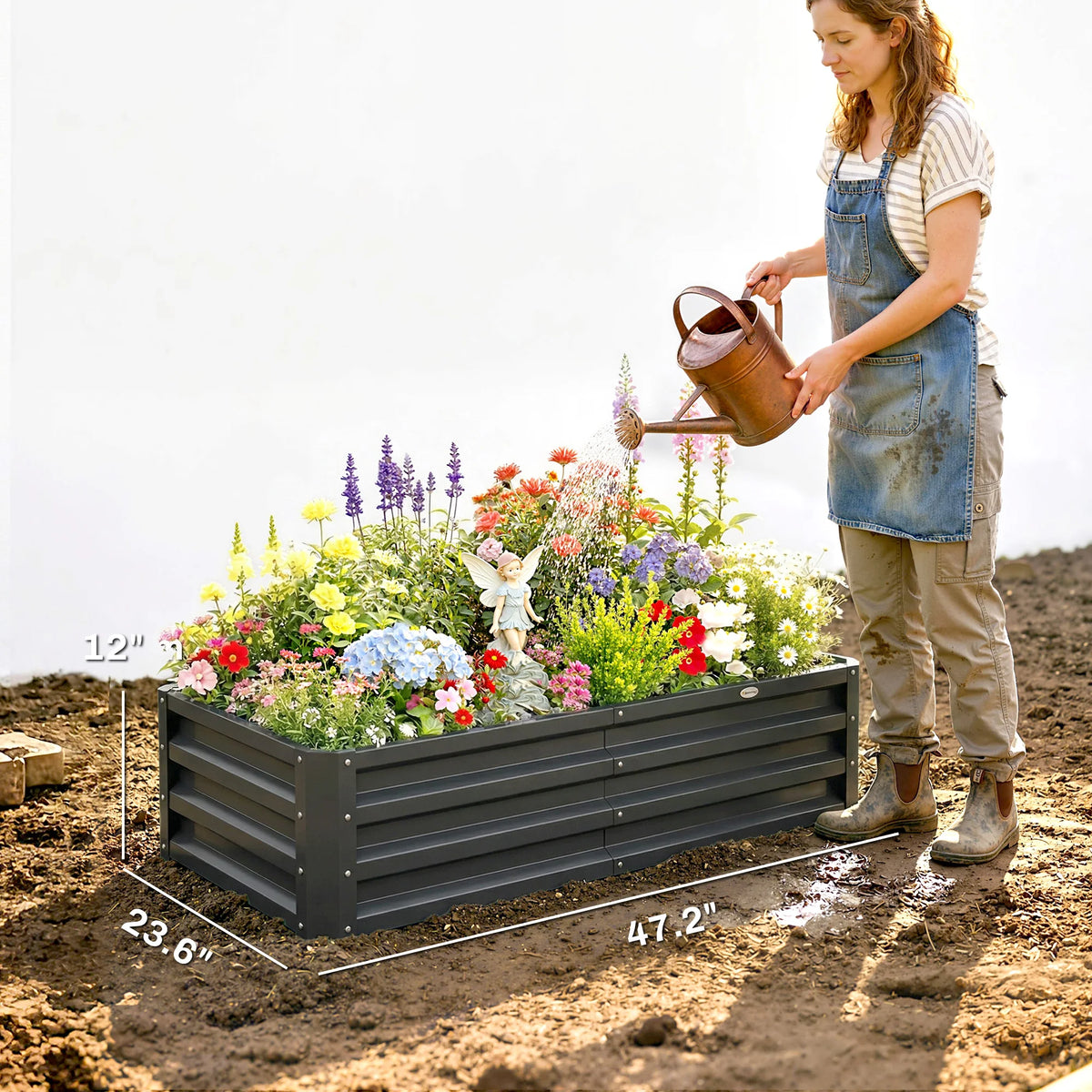 Outsunny Outdoor Galvanized Steel Raised Garden Planter Bed