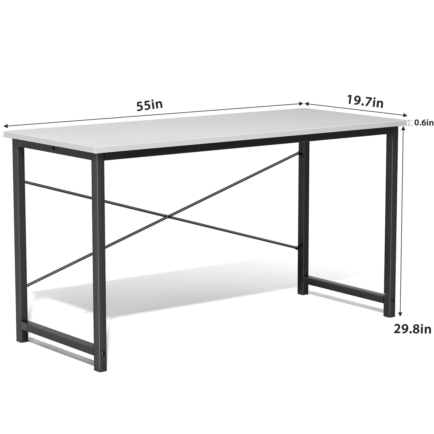 JHK Computer Desk Wood Table With Metal Frame For Office