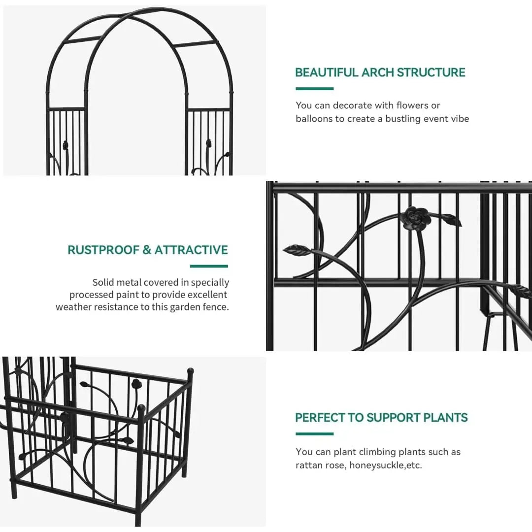 Sturdy Metal Garden Arbor Trellis Arch For Outdoor Plants