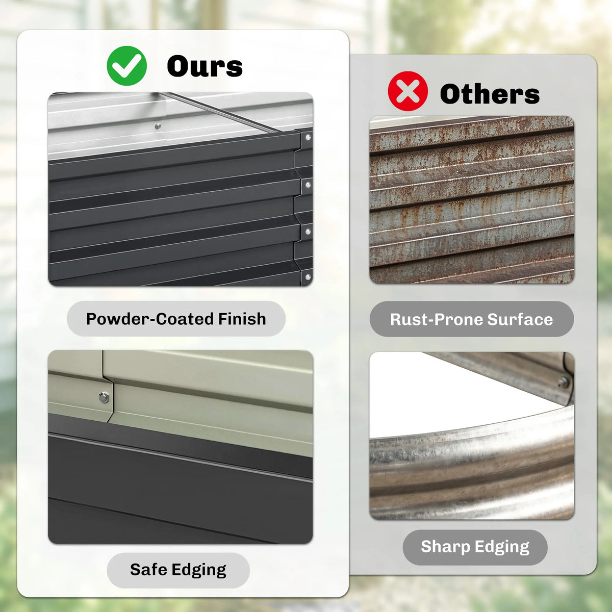 Outsunny Outdoor Galvanized Steel Raised Garden Planter Bed