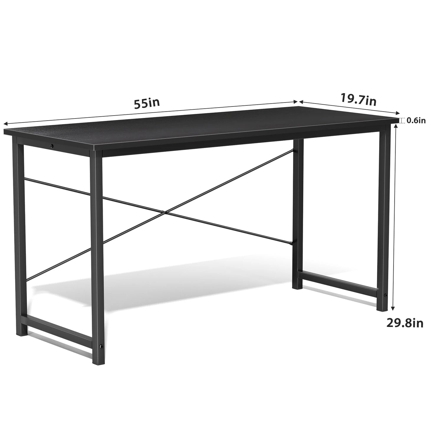 JHK Computer Desk Wood Table With Metal Frame For Office