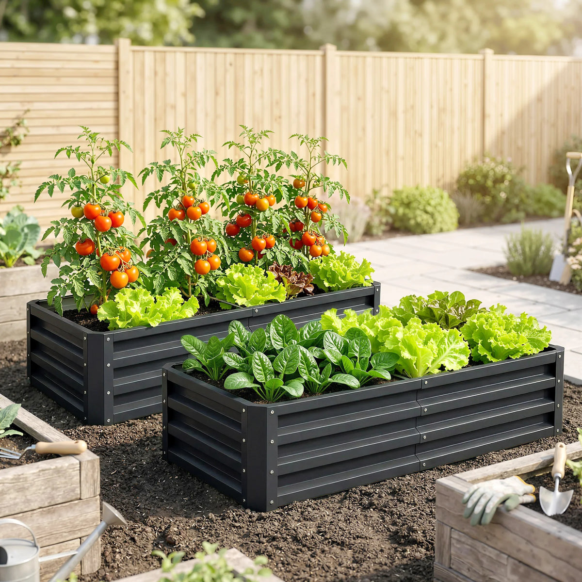 Outsunny Outdoor Galvanized Steel Raised Garden Planter Bed