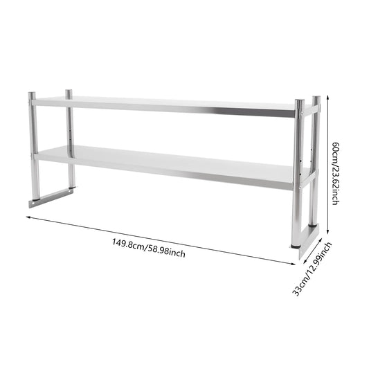 Stainless Steel 2 Tier Adjustable Shelf Storage Heavy Duty Shelving