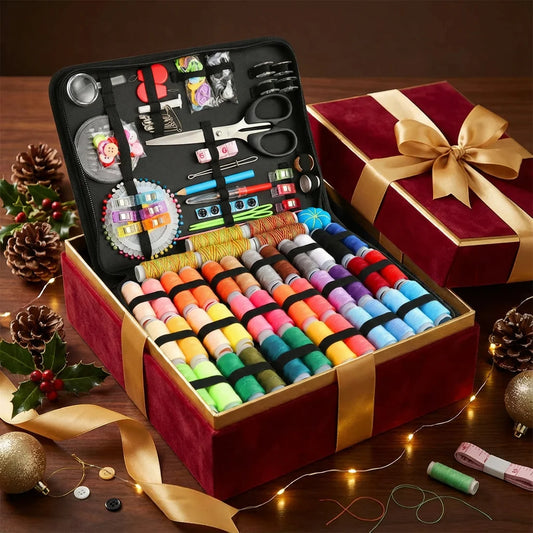 Portable Sewing Kit Set With Threads Needles Scissors For Embroidery