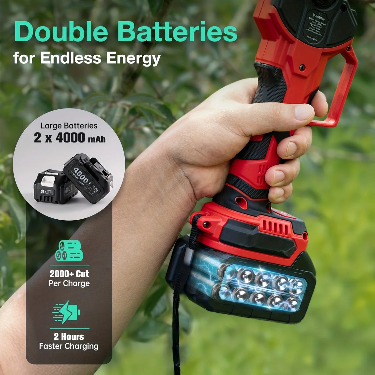 TaskStar Cordless Electric Pruning Shears Rechargeable Battery