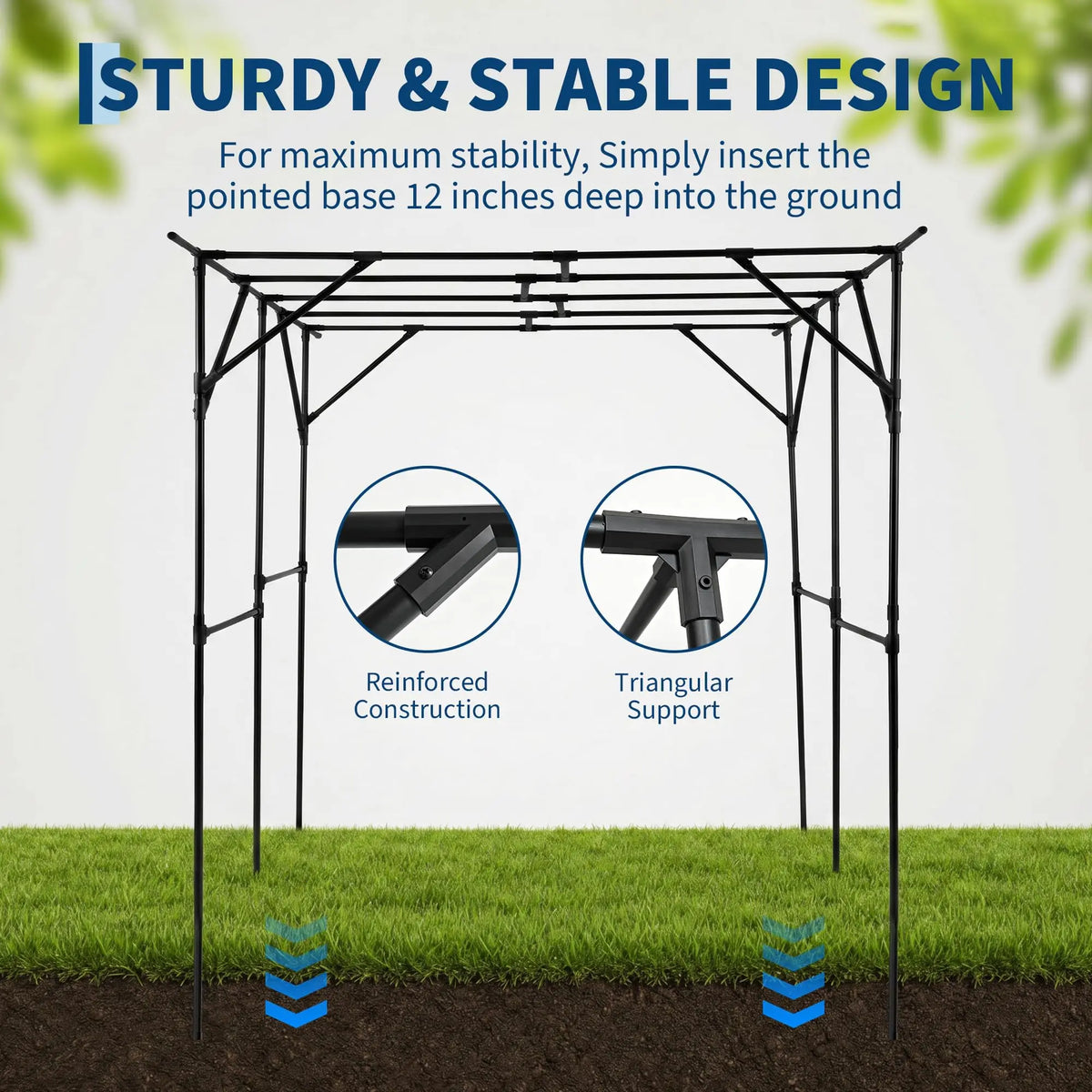 HiMiss Metal Garden Arch Trellis With Netting For Plants
