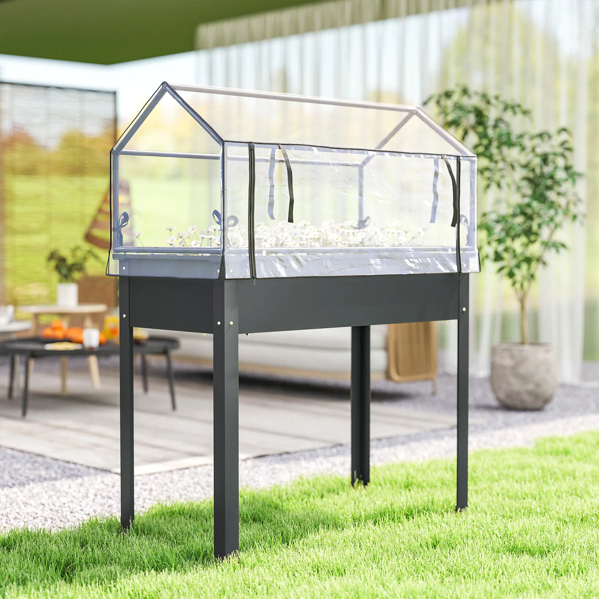 Outsunny Protective Raised Garden Bed With Greenhouse Cover