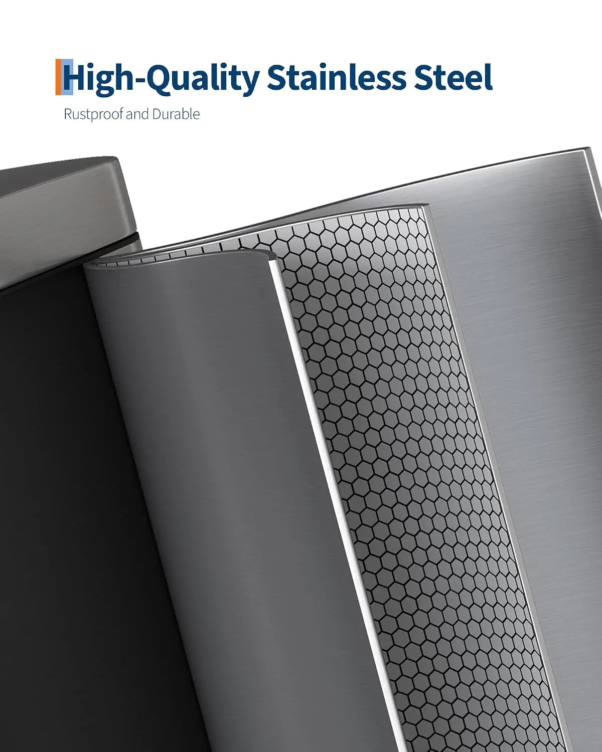 Garvee Stainless Steel Trash Can Featuring A Slow Closing Lid