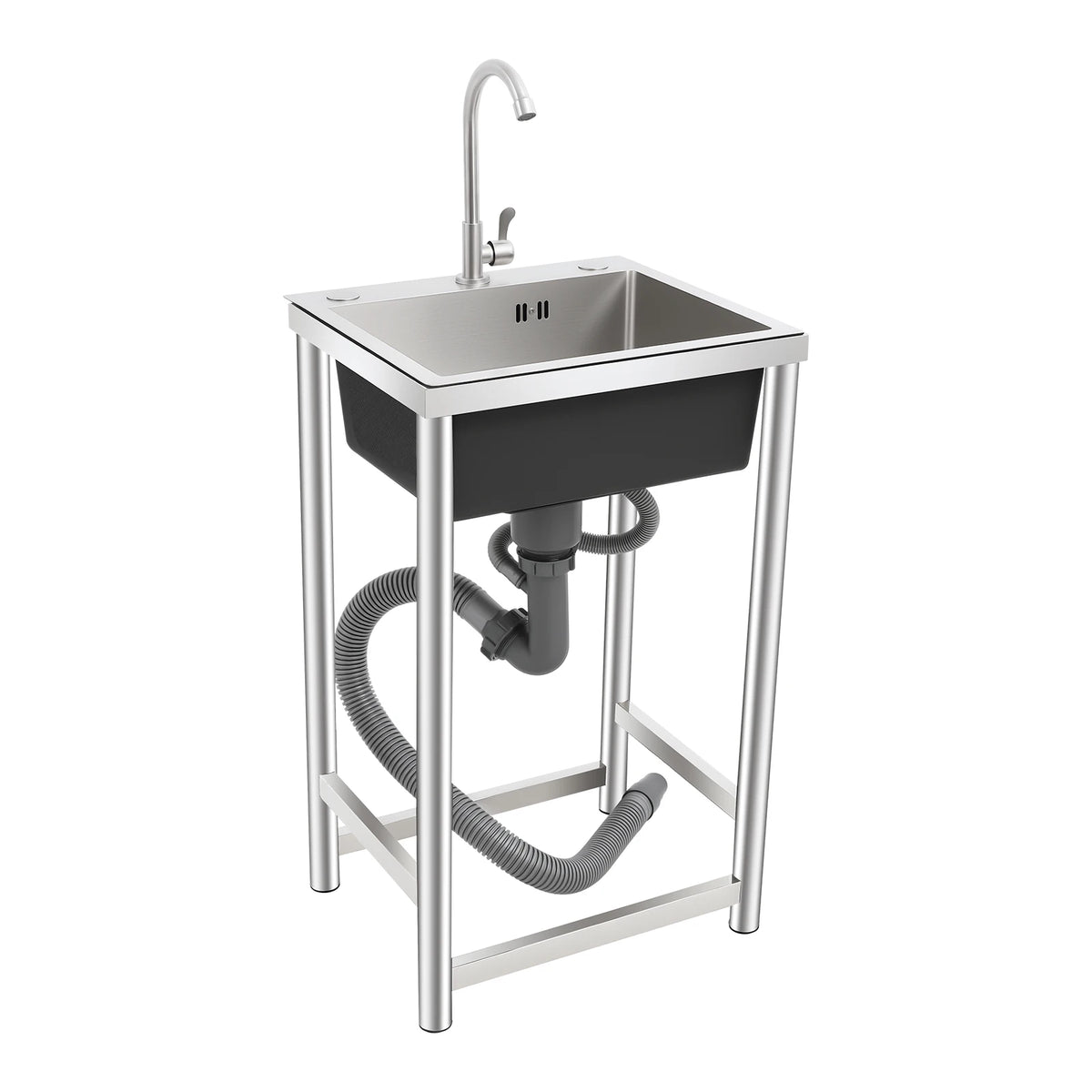 Commercial Stainless Steel Freestanding Utility Sink With Faucet For Kitchen