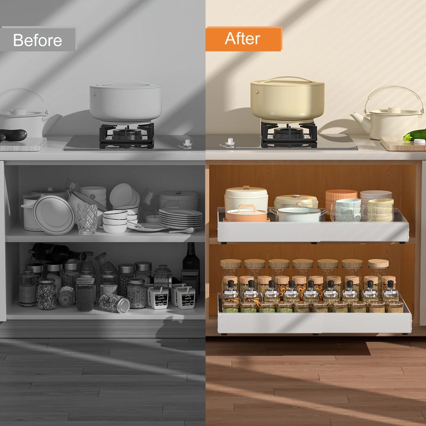 Pull Out Cabinet Organizer Slide Out Storage Rack For Pantry