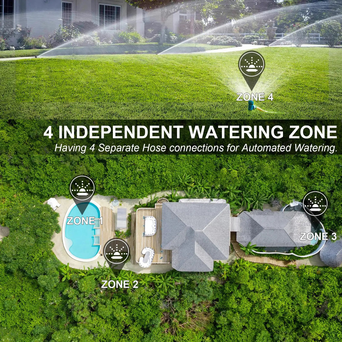 Automatic 4 Zone Programmable Garden Sprinkler Timer For Irrigation