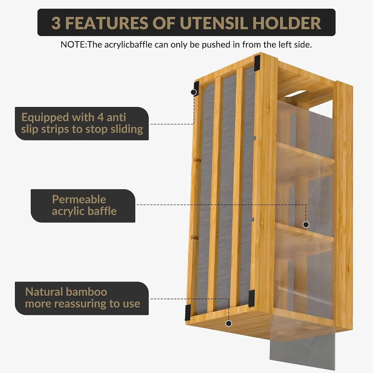 Garvee Bamboo Kitchen Utensil Organizer With Drying Mat