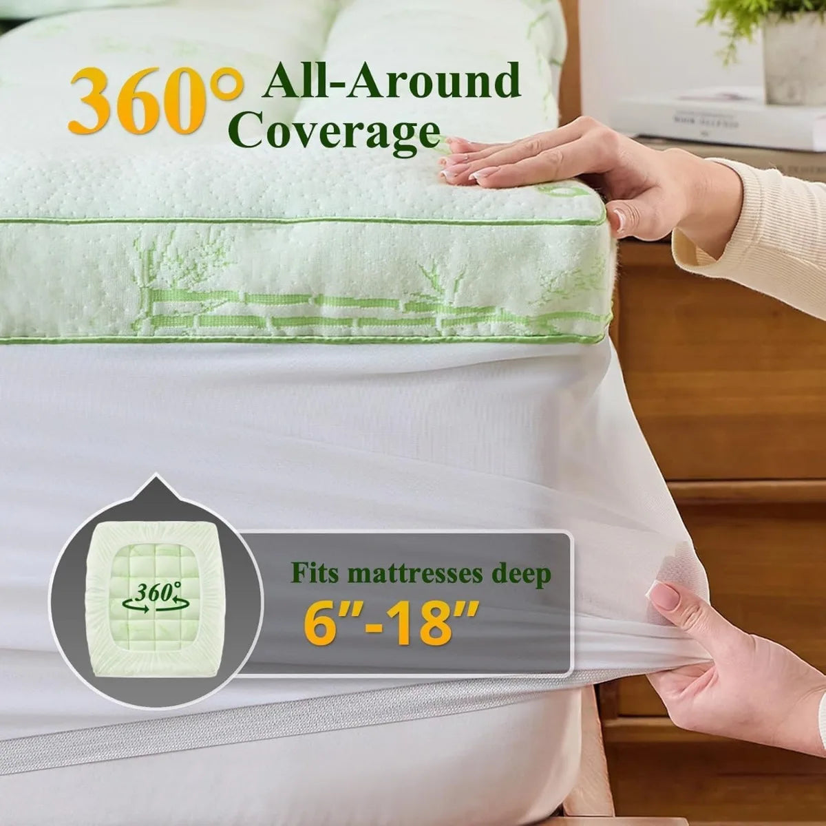 Cooling Memory Foam Mattress Topper With Ultra Soft Bamboo Pillow Top